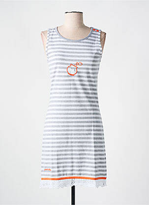 Chemise de nuit imprimé rayures gris ROSE POMME femme