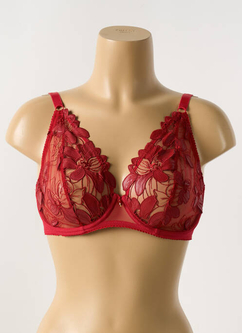 Soutien-gorge broderie haut soutien-gorge emboitant rouge LISE CHARMEL femme