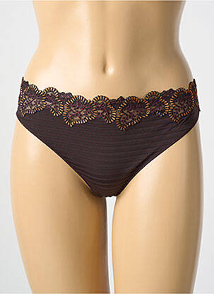 Tanga broderie marron LOUISA BRACQ femme