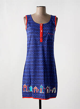 Chemise de nuit fermeture boutonnée sur le devant bleu ROSE POMME femme