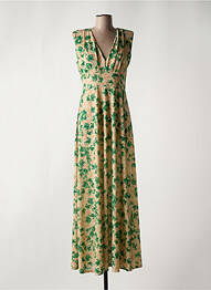 Robe longue imprimé fleurs sans manche vert LA CROISETTE femme