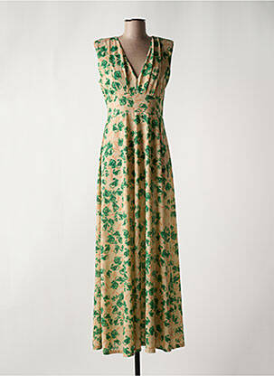 Robe longue imprimé fleurs sans manche vert LA CROISETTE femme