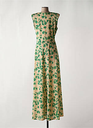 Robe longue imprimé fleurs sans manche vert LA CROISETTE femme
