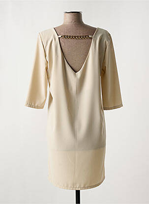 Robe courte manches 3/4 manches 3/4 beige LA CROISETE femme