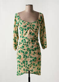 Robe courte manches 3/4 manches 3/4 vert LA CROISETTE femme