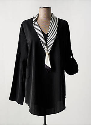 Tunique manches longues tissage crêpe noir NH-3 femme