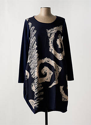 Robe mi-longue imprimé fantaisie manches longues bleu G!OZE femme