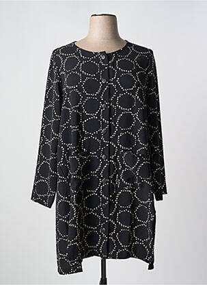 Robe mi-longue imprimé fantaisie manches longues noir G!OZE femme