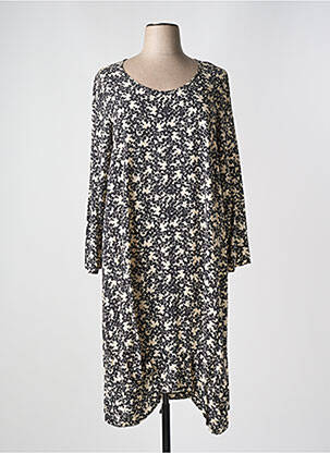 Robe mi-longue coupe fluide manches longues noir G!OZE femme