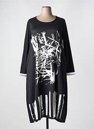 Robe mi-longue imprimé fantaisie manches longues noir G!OZE femme