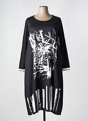 Robe mi-longue imprimé fantaisie manches longues noir G!OZE femme