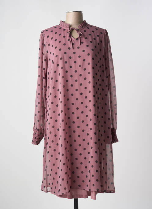 Robe mi-longue coupe fluide manches longues violet ZHENZI femme