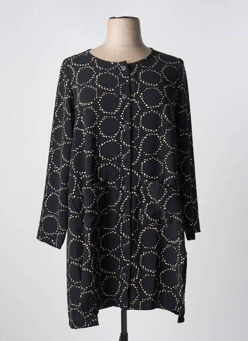 Robe mi-longue coupe fluide manches longues noir G!OZE femme