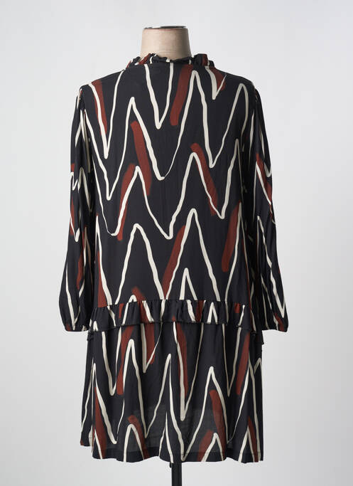Robe mi-longue coupe fluide manches longues noir G!OZE femme