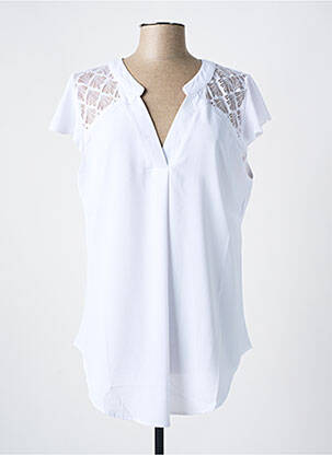 Tunique manches courtes légère et transparente blanc NH-3 femme