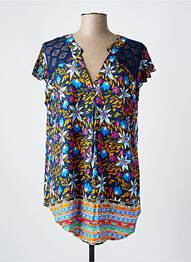 Tunique manches courtes coupe fluide bleu NH-3 femme