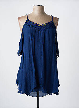 Tunique manches courtes manches epaules dénudées bleu WORLD FASHION femme