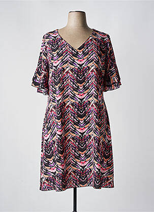 Robe mi-longue coupe fluide manches courtes noir SPG WOMAN femme
