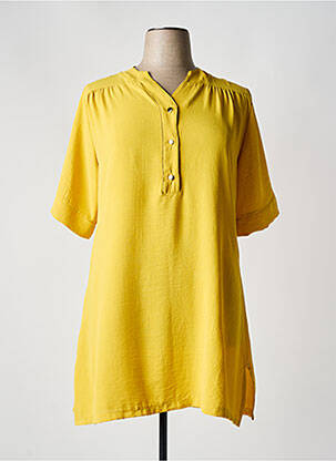 Robe courte manches courtes manches courtes jaune 2W PARIS femme