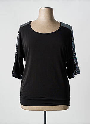 Top tissage jersey manches 3/4 noir SPG WOMAN femme