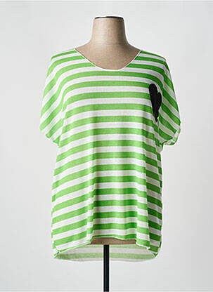 Pull col v manches courtes vert NEW COLLECTION femme
