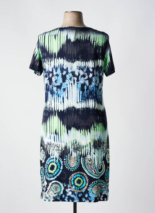 Robe mi-longue imprimé fantaisie manches courtes bleu HAJO femme