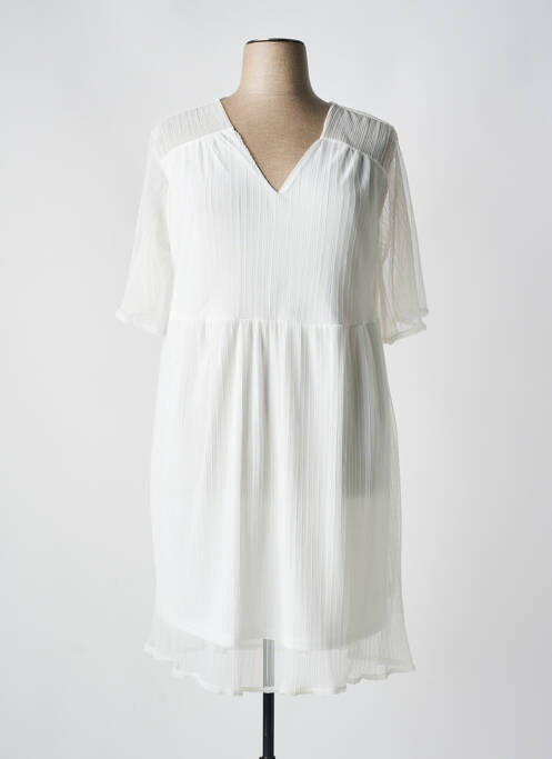 Robe mi-longue coupe fluide manches courtes beige 2W PARIS femme