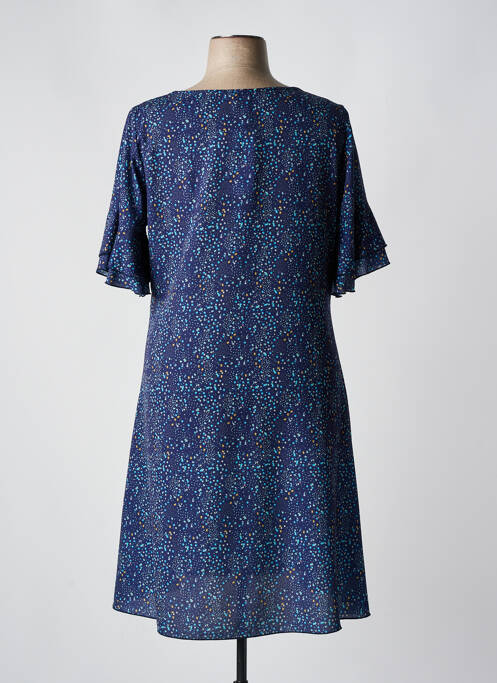 Robe mi-longue coupe fluide manches courtes bleu SPG WOMAN femme