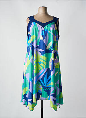 Robe mi-longue imprimé fantaisie sans manche bleu SPG WOMAN femme