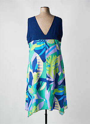 Robe mi-longue imprimé fantaisie sans manche bleu SPG WOMAN femme