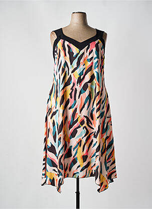 Robe mi-longue imprimé fantaisie sans manche noir SPG WOMAN femme