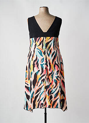 Robe mi-longue imprimé fantaisie sans manche noir SPG WOMAN femme
