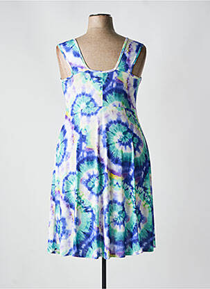 Robe mi-longue imprimé fantaisie sans manche bleu SPG WOMAN femme