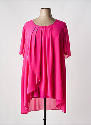 Tunique manches courtes tissage crêpe rose 2W PARIS femme