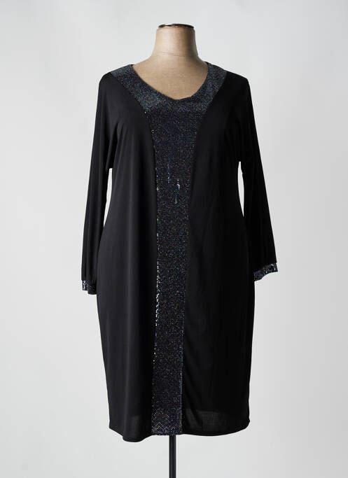 Robe mi-longue manches longues manches longues noir SPG WOMAN femme