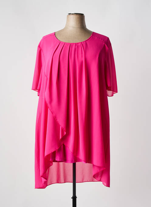 Tunique manches courtes tissage crêpe rose 2W PARIS femme