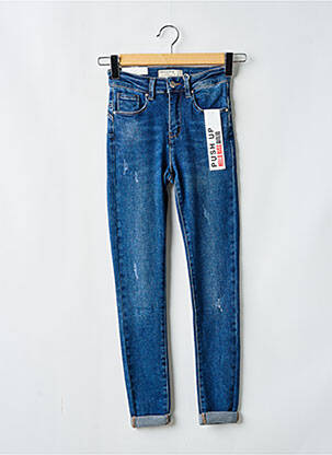 Jeans skinny effet usé délavé taille haute bleu HELLO MISS femme