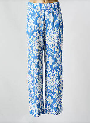 Pantalon droit tissage popeline taille haute bleu HAJO femme