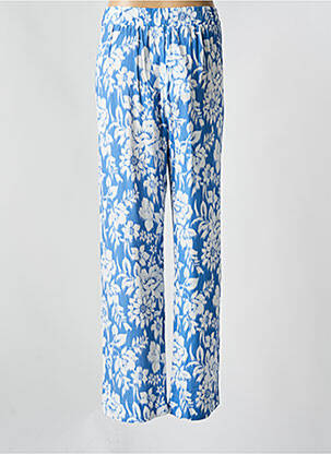 Pantalon droit tissage popeline taille haute bleu HAJO femme