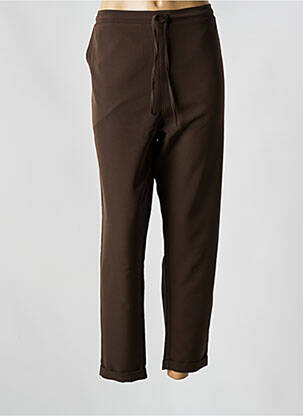 Pantalon droit tissage crêpe taille normale marron KAKIE femme