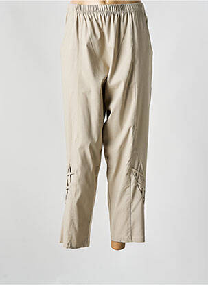 Pantalon 7/8 taille élastique taille normale beige 2W PARIS femme