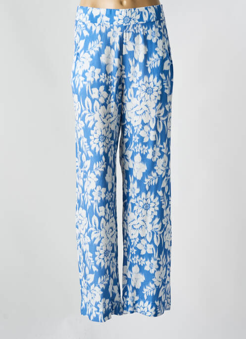 Pantalon droit tissage popeline taille haute bleu HAJO femme