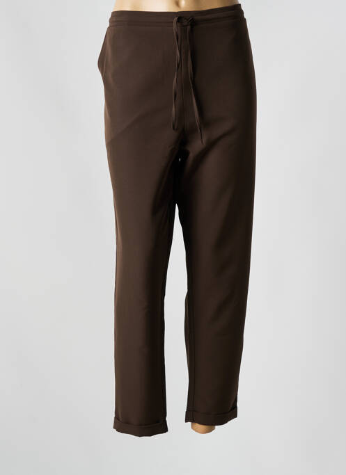 Pantalon droit taille élastique taille normale marron KAKIE femme