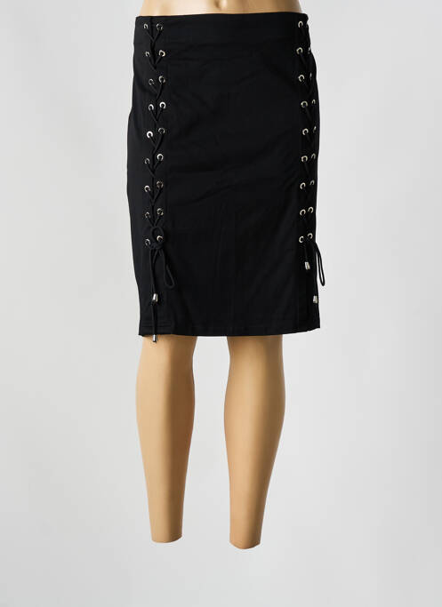 Jupe mi-longue coupe droite noir POMME ROUGE femme