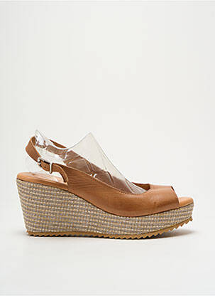 Sandales/nu pieds matière lisse talon de 7 à 9cm marron RAQUEL PEREZ femme