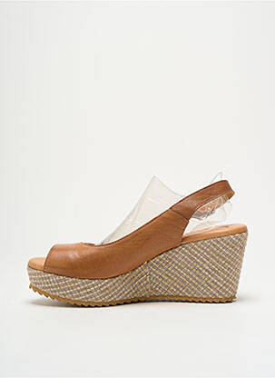 Sandales/nu pieds matière lisse talon de 7 à 9cm marron RAQUEL PEREZ femme