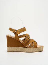 Espadrilles tissage satiné talon de 7 à 9cm marron MKD femme
