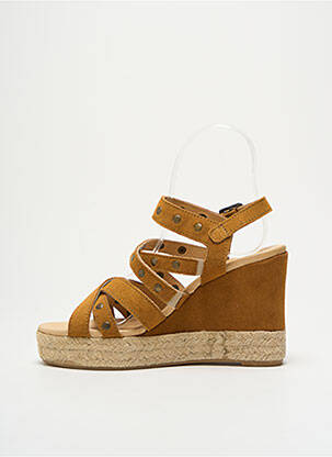 Espadrilles tissage satiné talon de 7 à 9cm marron MKD femme
