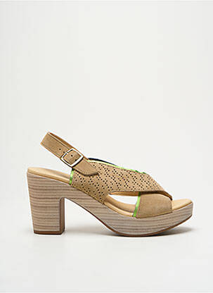 Sandales/nu pieds semi compensé talon de 7 à 9cm beige MKD femme
