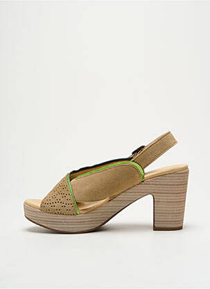 Sandales/nu pieds semi compensé talon de 7 à 9cm beige MKD femme